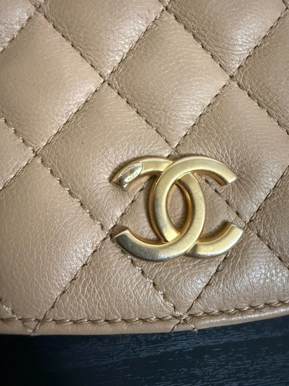 Chanel Coco CC Messenger Calfskin and Quilted Goatskin Tan Bag - Picture 14 of 16